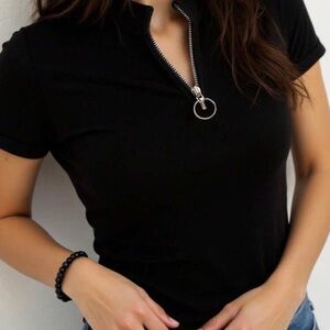 Black Zippered Women's Top